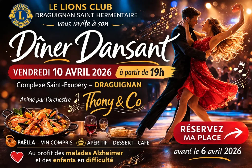 Bannière mail dîner dansant du Lions Club réalisée par Le Fil d’Or